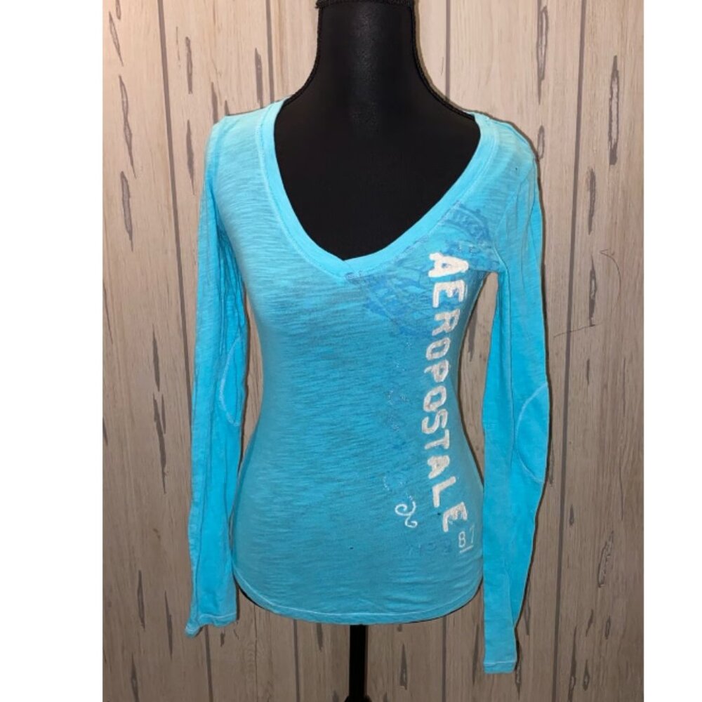 Y2K Aeropostale Juniors Size Small V-Neck Longsleeved Top